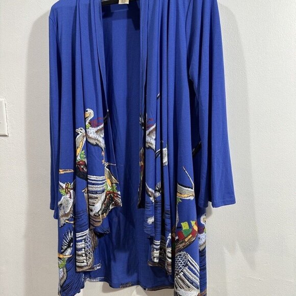 A Walk in the Park Mccc Drapey Open Cardigan Pelicans Photos‎ SZ L - Picture 1 of 13